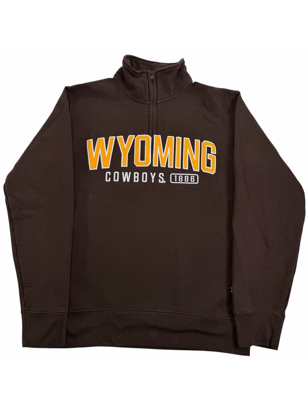 Wyoming Cowboys 1/4 Zip Sweatshirt Men's Small Brown Champion Pullover